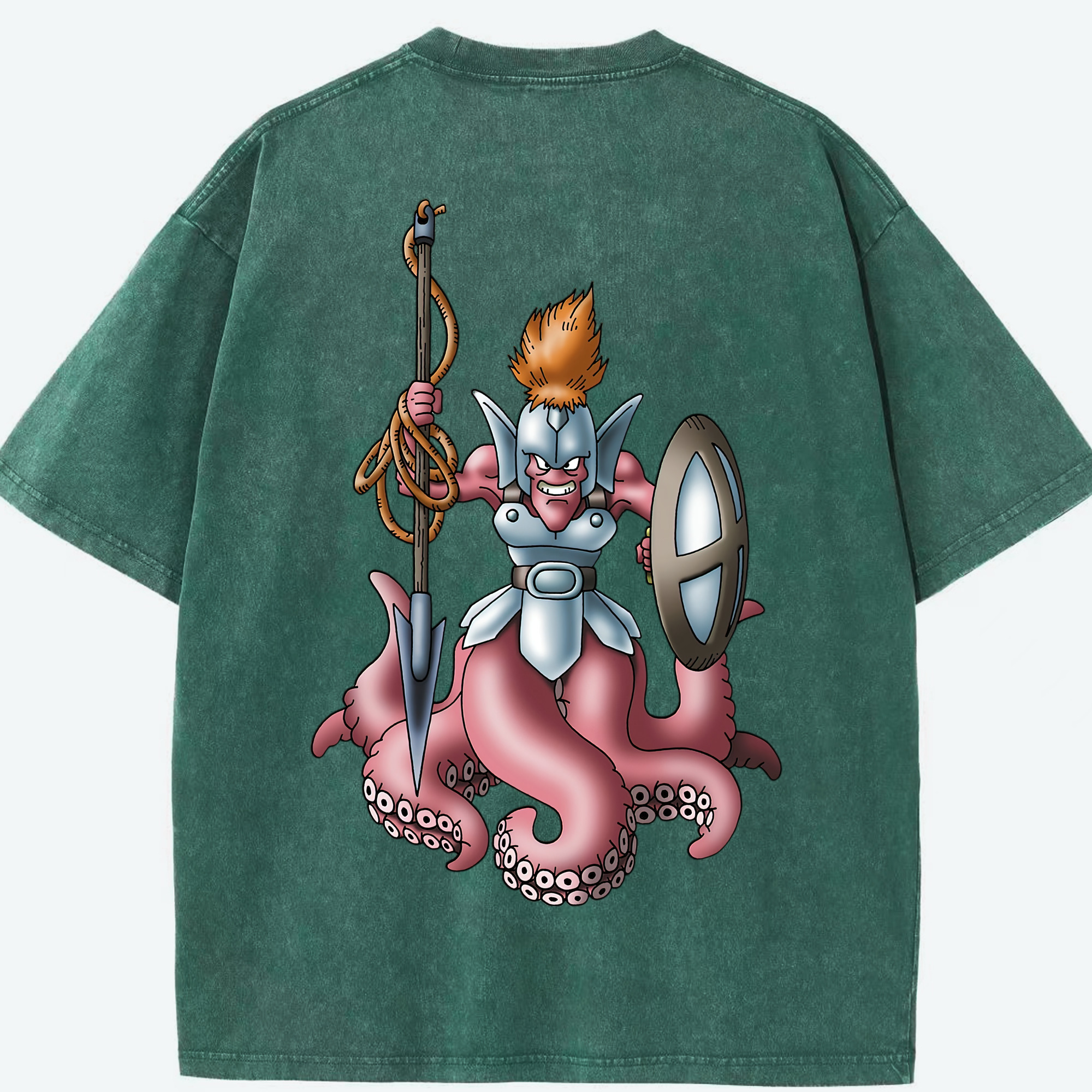 （画像用） ドラゴンクエスト Doragon Kuesuto Dragon Quest 綿100% ヴィンテージ風 半袖Tシャツ（背面プリント）